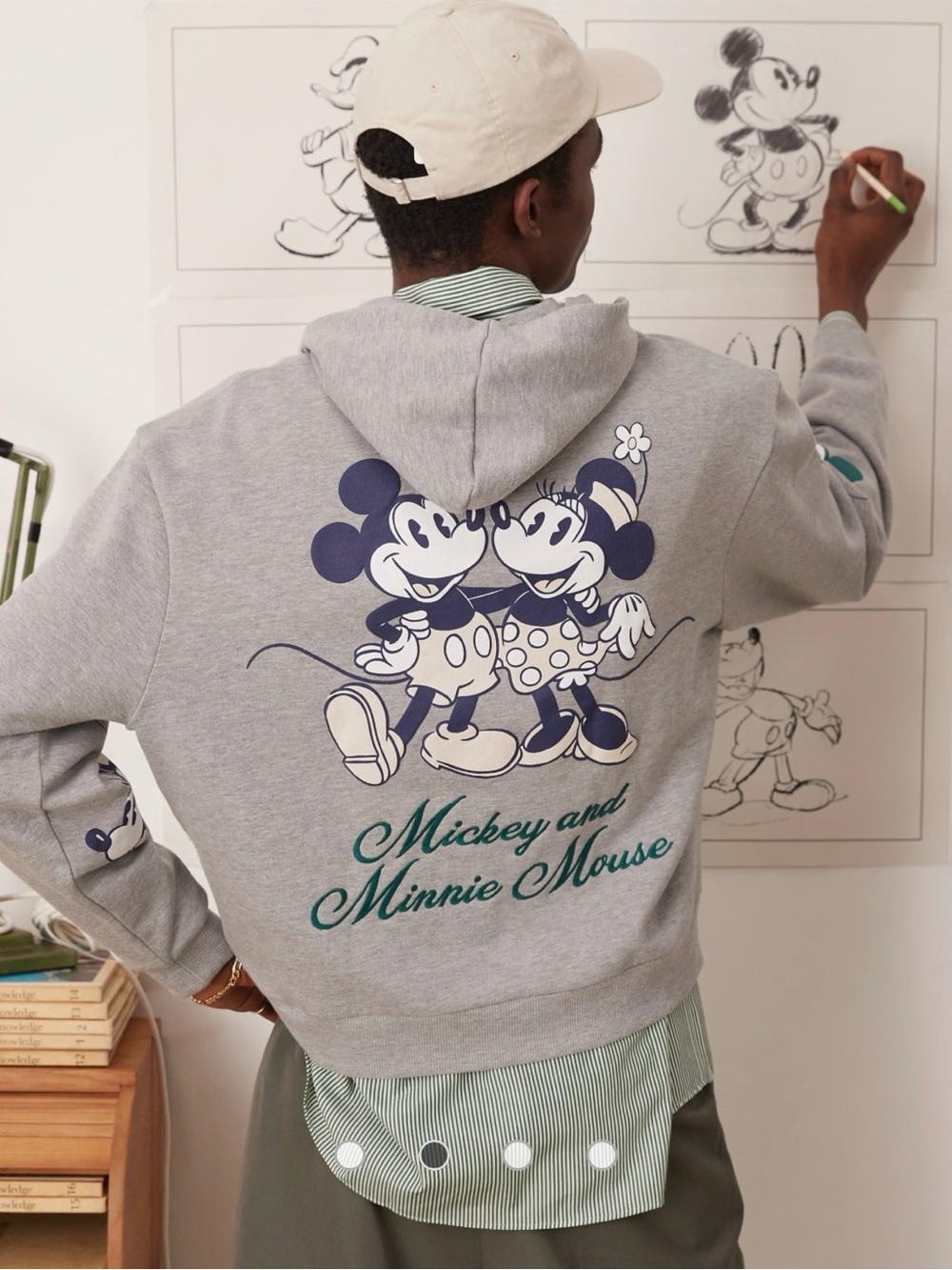 ASOS Gray Hoodie with Navy & Teal Mickey & Minnie Graphic